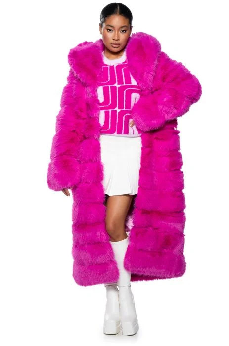 AZALEA WANG FAUX FUR PANEL HOODED TRENCH IN PINK | AKIRA