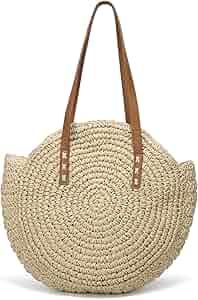 Amazon.com: Womens Large Straw Beach Tote Bag Hobo Summer Handwoven Bags Purse wth Pom Poms : Clo... | Amazon (US)