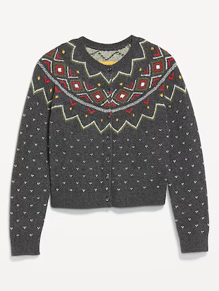 SoSoft Cropped Fair Isle Cardigan Sweater | Old Navy (US)