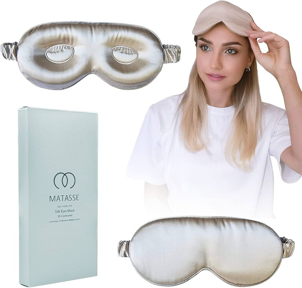 MATASSE 22 Momme Mulberry Silk Eye Sleeping Mask with Adjustable Strap- 3D Contoured Eye Mask for... | Amazon (US)