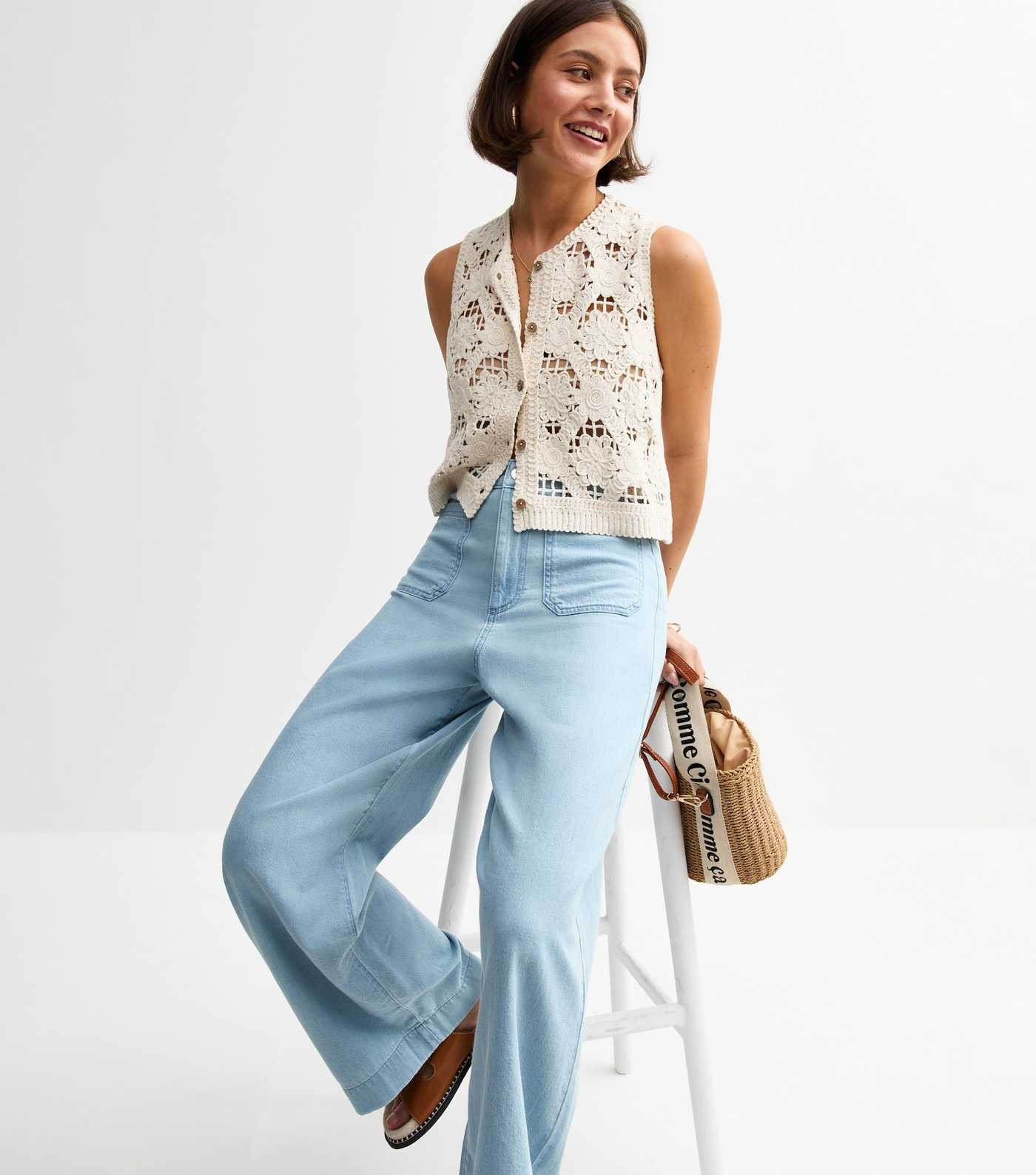 Pale Blue Wide Leg Patch Pocket Jeans
						
						Add to Saved Items
						Remove from Saved Ite... | New Look (UK)
