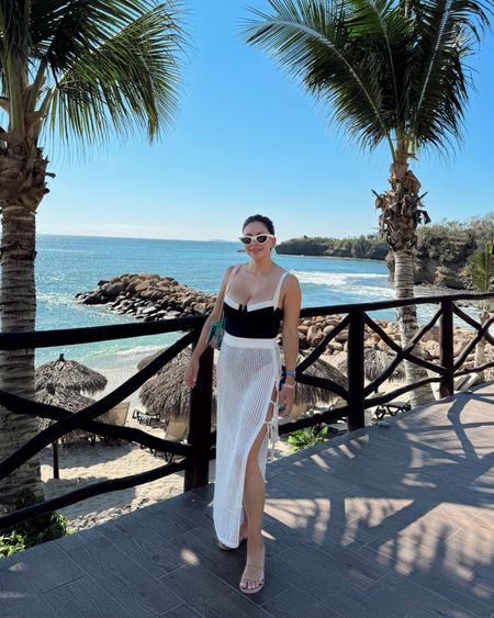 Swimsuit vacation outfit
I love this black and white one piece swimsuit that I wore in Mexico! Also comes in a bikini version. And this Amazon cover up skirt is so cute and affordable!

Monday swimwear swimsuit- small
Amazon crochet cover up skirt- small
Celine white cat eye sunglasses
Tkees sandals

Swimsuit, vacation outfit, swim cover up, beach vacation, Amazon finds, petite, swimwear, beachwear, resort wear 

#LTKswim #LTKstyletip #LTKSeasonal