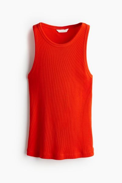 Silk-blend Tank Top - Round Neck - Sleeveless - Orange - Ladies | H&M US | H&M (US + CA)