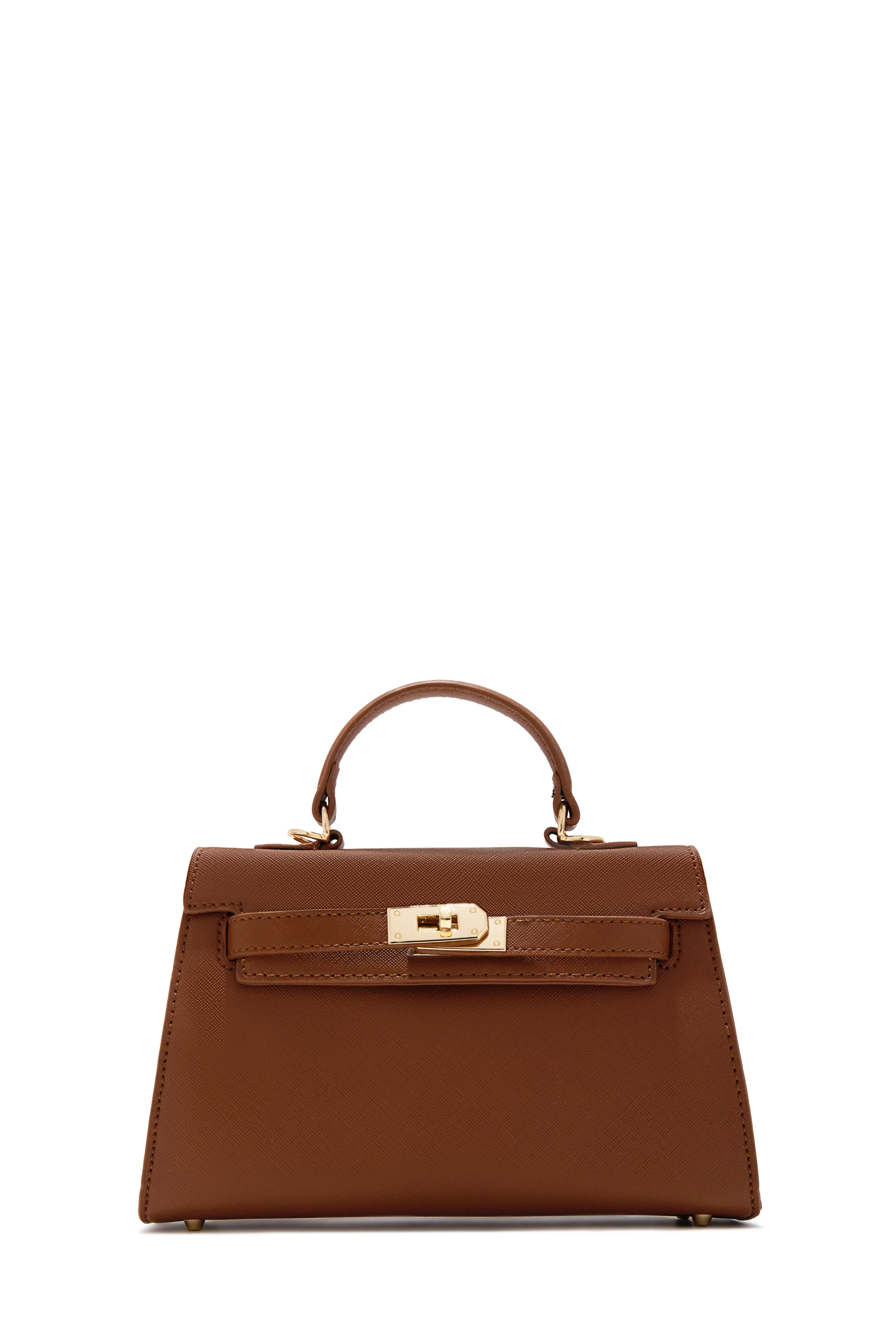 Nixie Structured Top Handle Mini Bag - Brown One Size / Brown | MISS LOLA