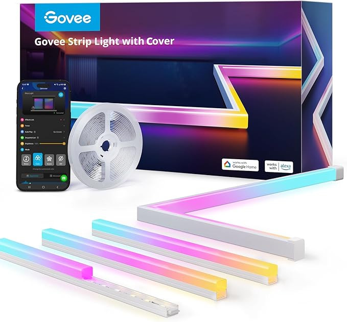 Govee RGBIC LED Strip Lights 16.4ft with Covers, Smart LED Lights Work with Alexa and Google Assi... | Amazon (US)