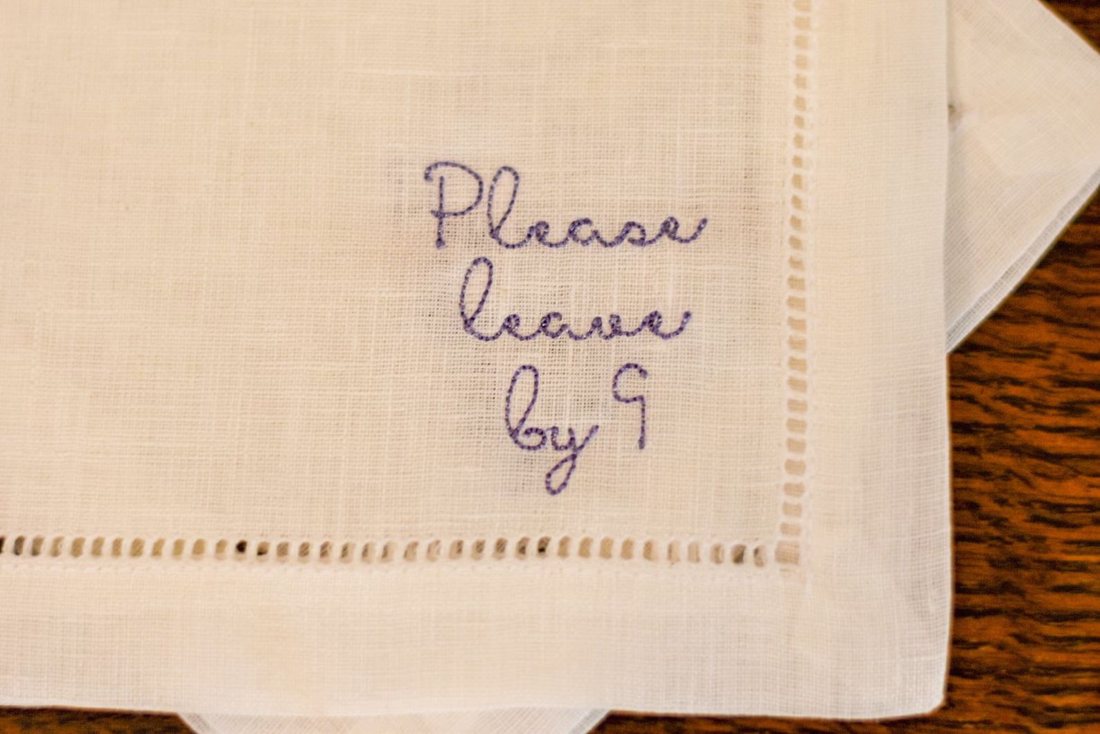 Please Leave by 9 Cocktail Napkin | Holiday Napkin | Housewarming Gift | Cocktail Napkin | Linen ... | Etsy (US)