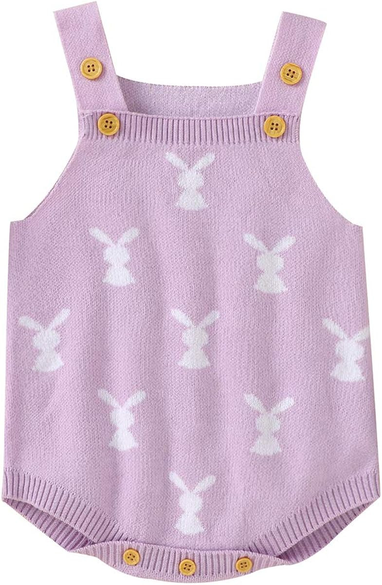 Easter Outfit Newborn Baby Girl Boy Bunny Knitted Solid Romper Bodysuit Summer Infant One Piece J... | Amazon (US)