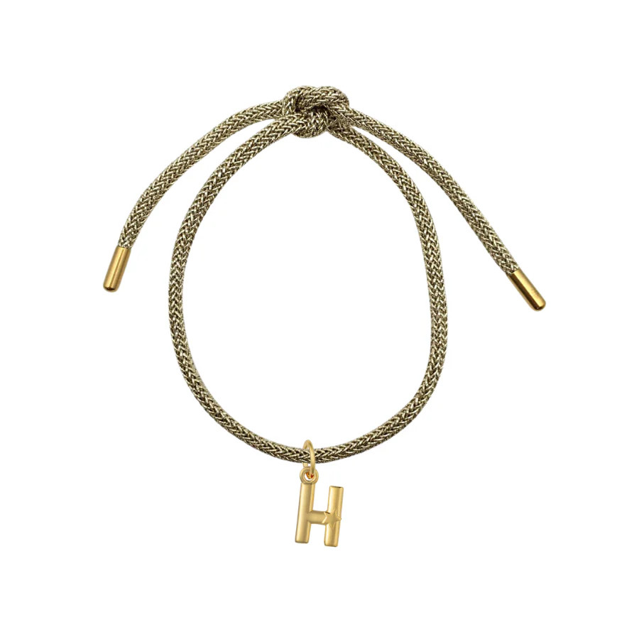 Gold Lurex Bracelet Cord with Puffy Initial | HART