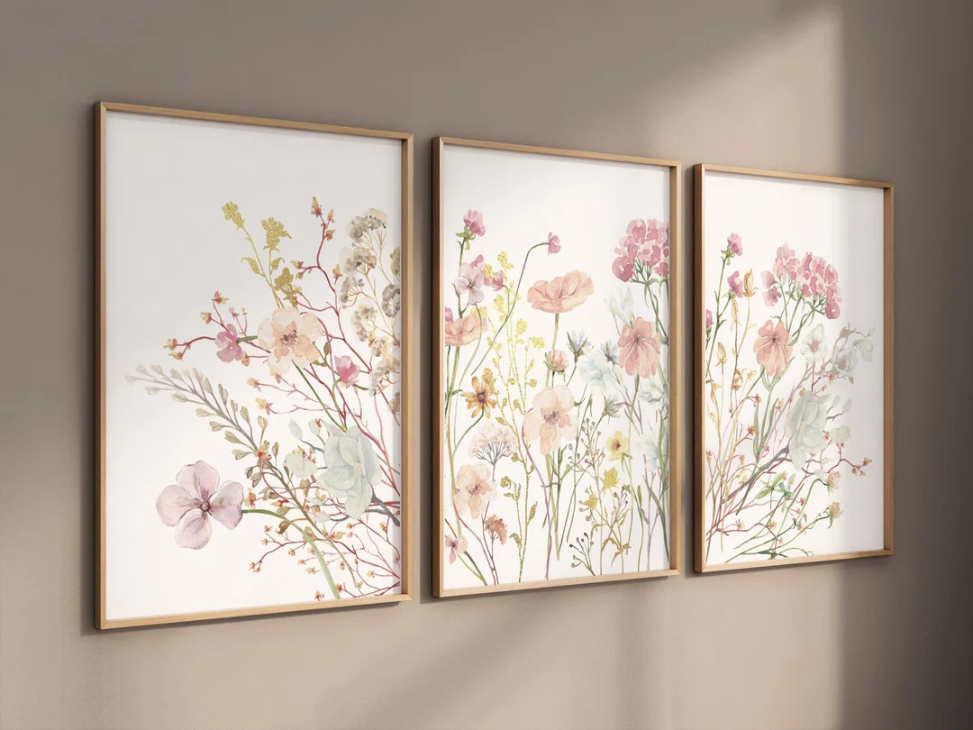 Boho Nursery Wall Art, Wildflower Nursery Decor, Botanical Print, Floral Nursery Art, Girl Nurser... | Etsy (US)