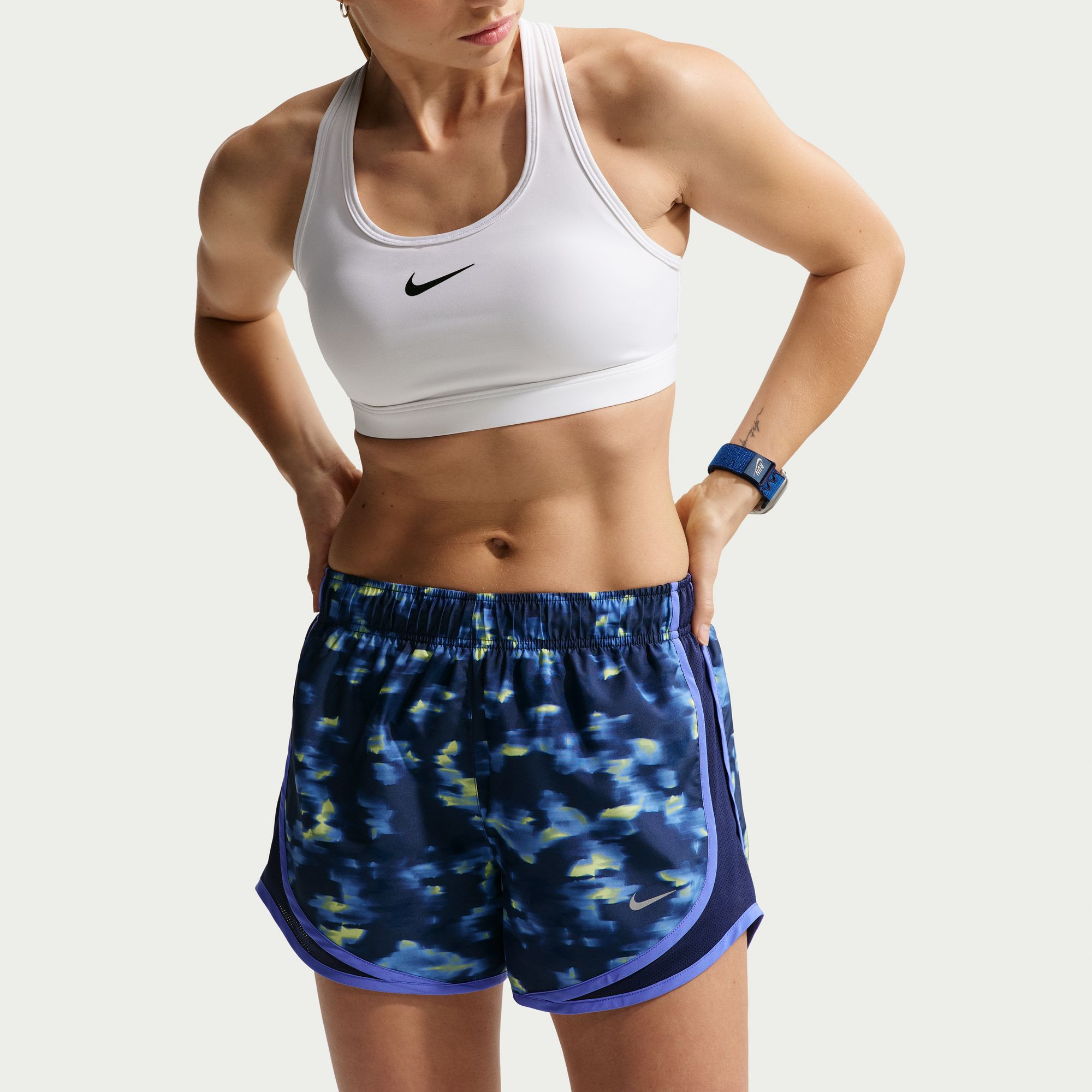 Nike Women's Tempo Mid-Rise 3" Brief-Lined Printed Running Shorts, Large, Tattoo | DICK'S Sporting Goods