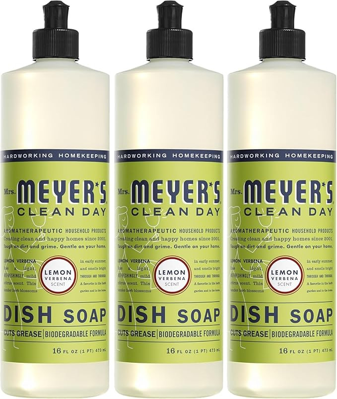 MRS. MEYER'S Clean Day Liquid Dish Soap, Biodegradable Formula, Lemon Verbena, 16 fl. oz - Pack o... | Amazon (US)
