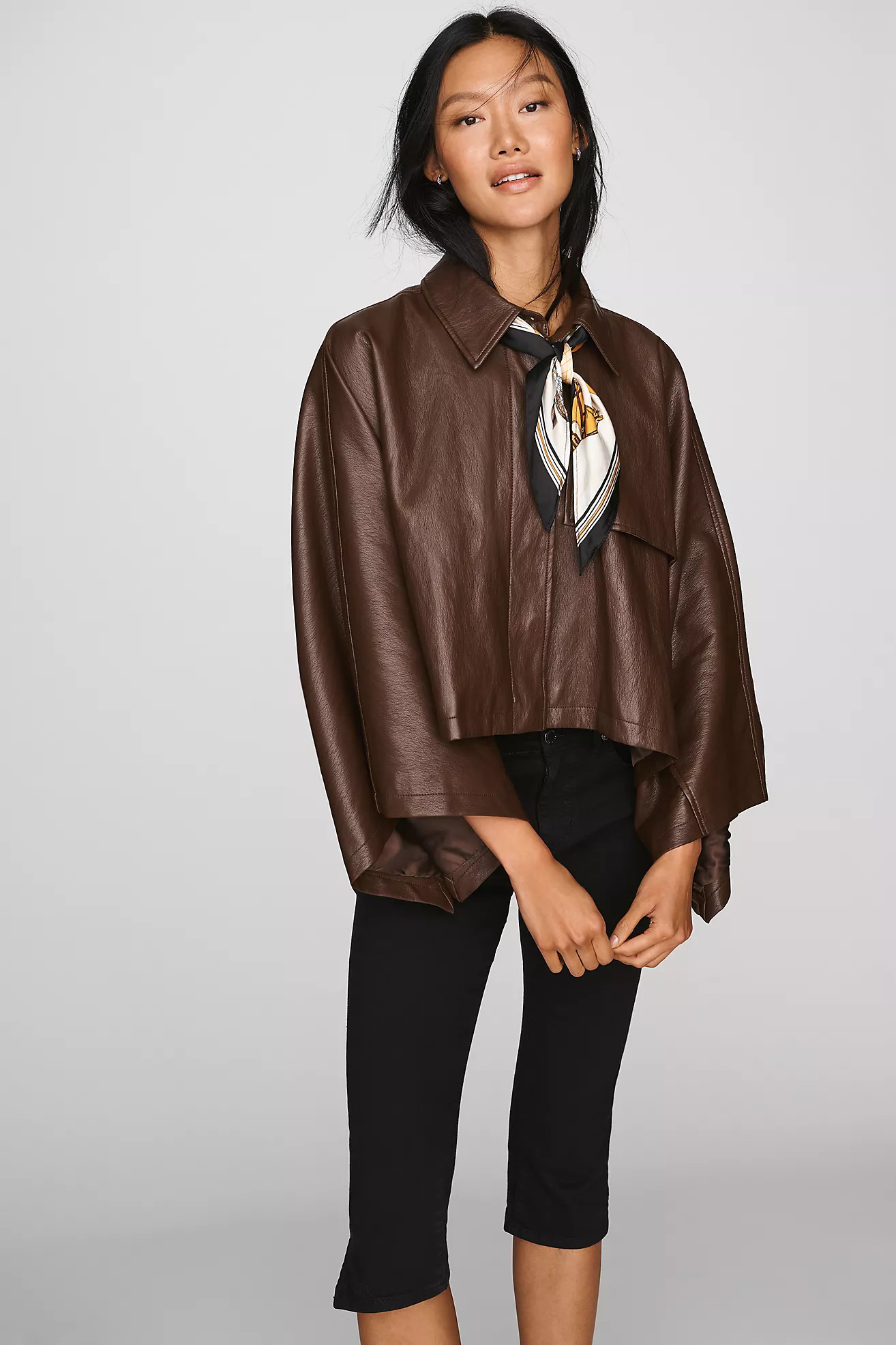 Maeve Faux-Leather Cape Jacket | Anthropologie (US)