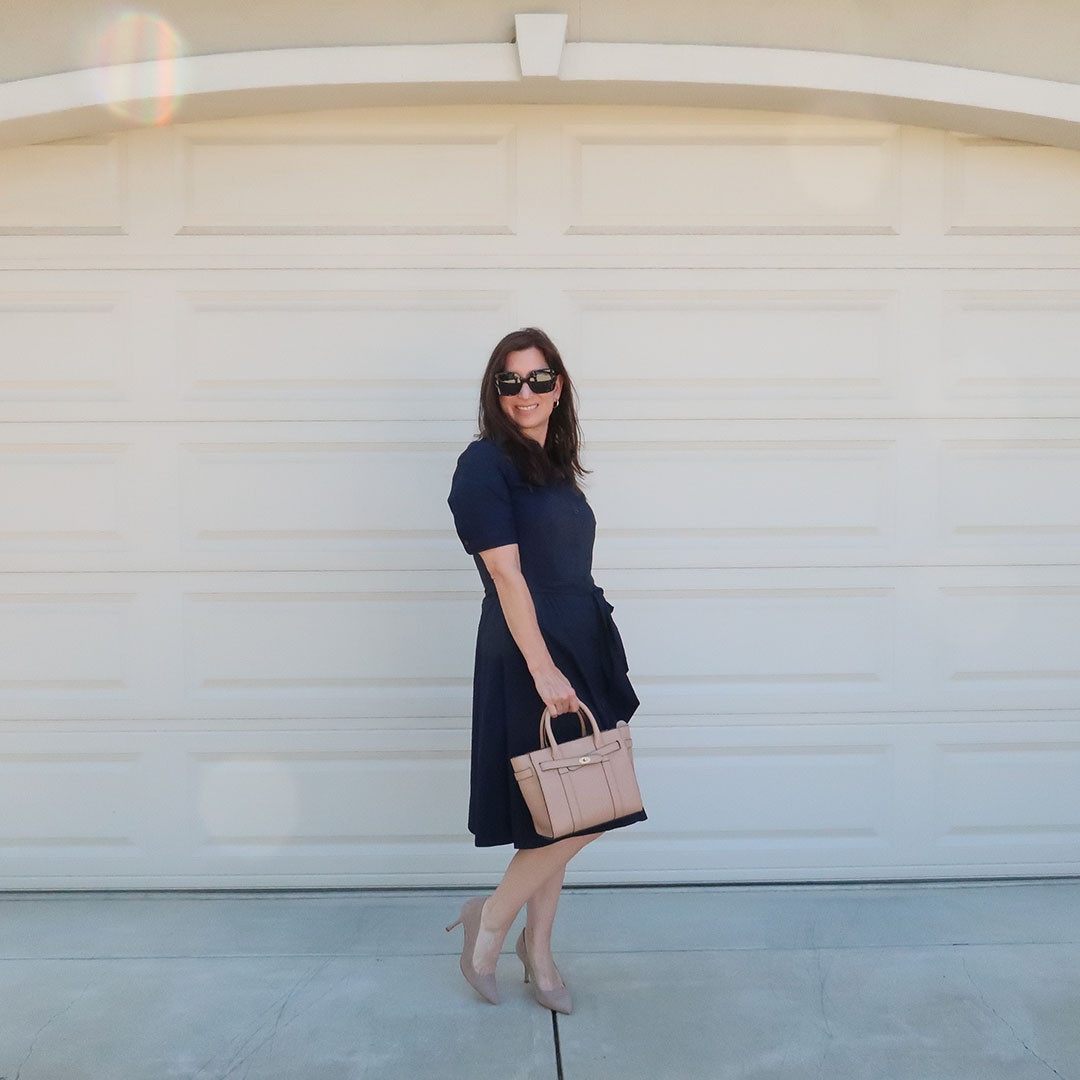 Love this navy shirt dress for the office and events. It's so comfy and timeless. Also, shout out to these comfy high heels I can walk and stand in all day! They have arch support and feel like they were made for my feet. Love that! Coupon code CATHY10 for a 10% discount.  

 #LTKootd #LTKSaleAlert #LTKWorkwear