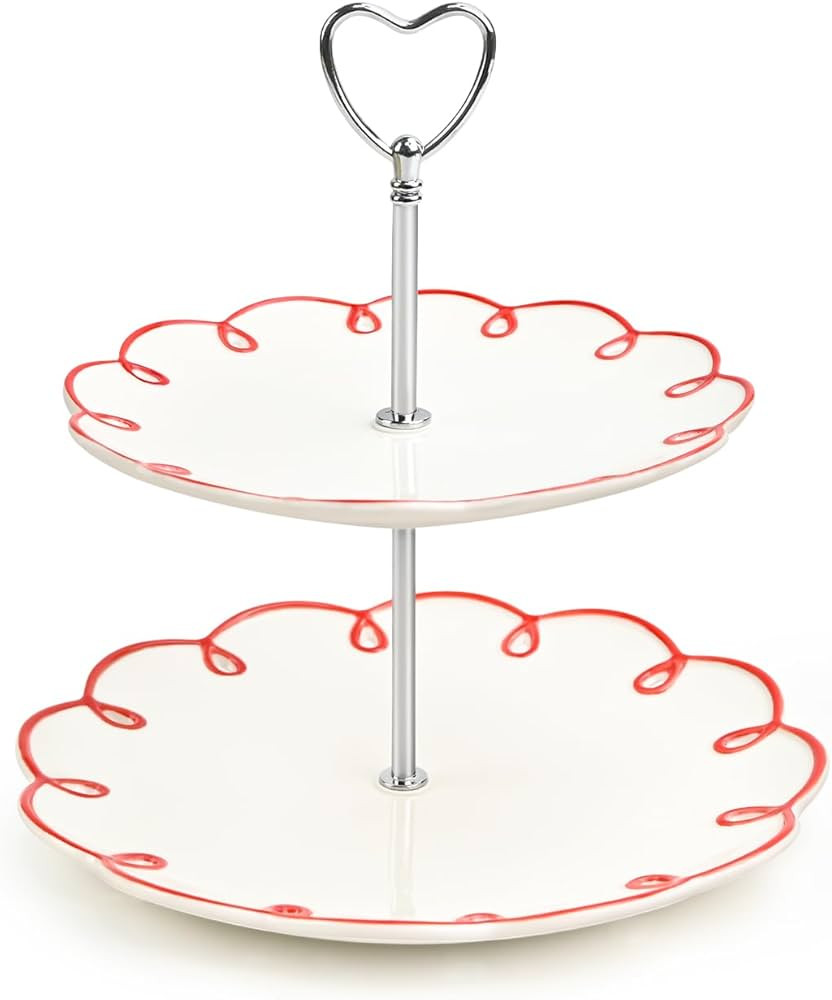 Koythin Ceramic Tiered Serving Trays, Rolled Edge Tiered Dessert Tray for Fruit Snake Sugar, Vint... | Amazon (US)