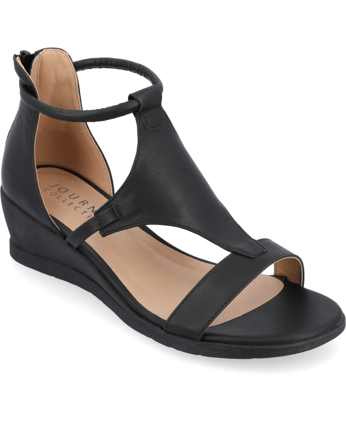 Journee Collection Women's Trayle Wedge Sandals - Black | Macy's