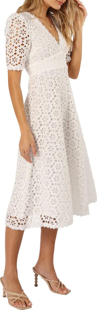 Camellia Floral Eyelet Cotton Midi Dress | Nordstrom