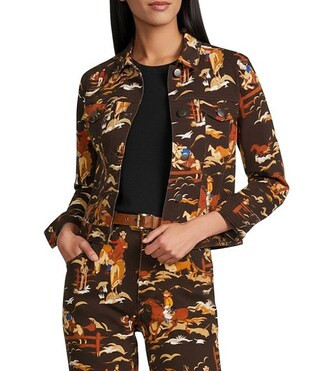 Rodeo Cowboy Print Point Collar Long Sleeve Coordinating Jacket | Dillard's