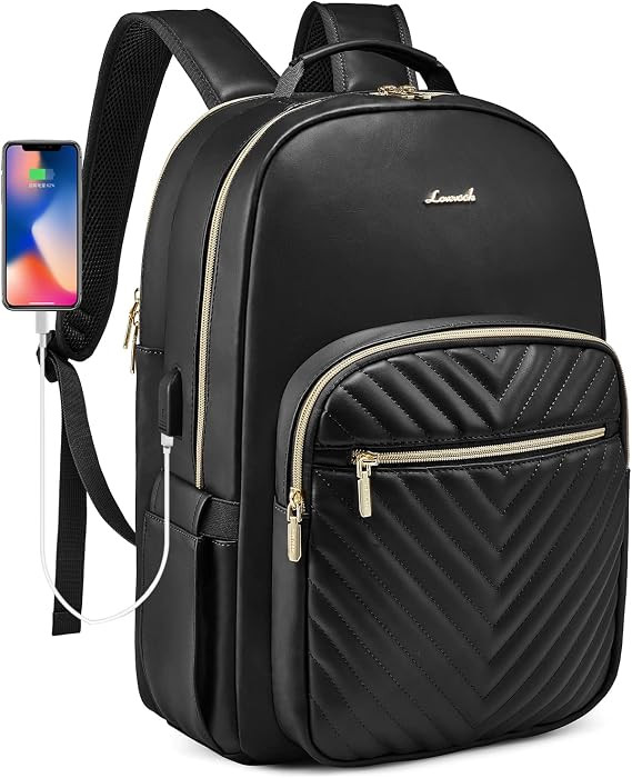 LOVEVOOK Laptop Backpack Purse for Women, Large Capacity Travel Computer Work Bag, Faux PU Leathe... | Amazon (US)