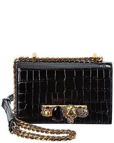 Alexander McQueen Jeweled Mini Croc-Embossed Leather Shoulder Bag | Ruelala