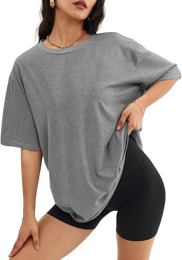 ATHMILE Womens Oversized T Shirts Loose Fit Crewneck Short Sleeve Tops Summer Casual Blouse Y2K 2... | Amazon (US)