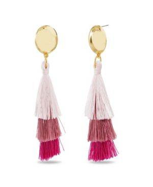 Catherine Malandrino Women's Tiered Pink Tassel Yellow Gold-Tone Drop Earrings | Macys (US)