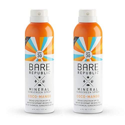 Bare Republic Mineral Sunscreen SPF 30 Sunblock Spray, Sheer and Non-Greasy Finish, Coconut Mango Scent, 6 Fl Oz | Amazon (US)