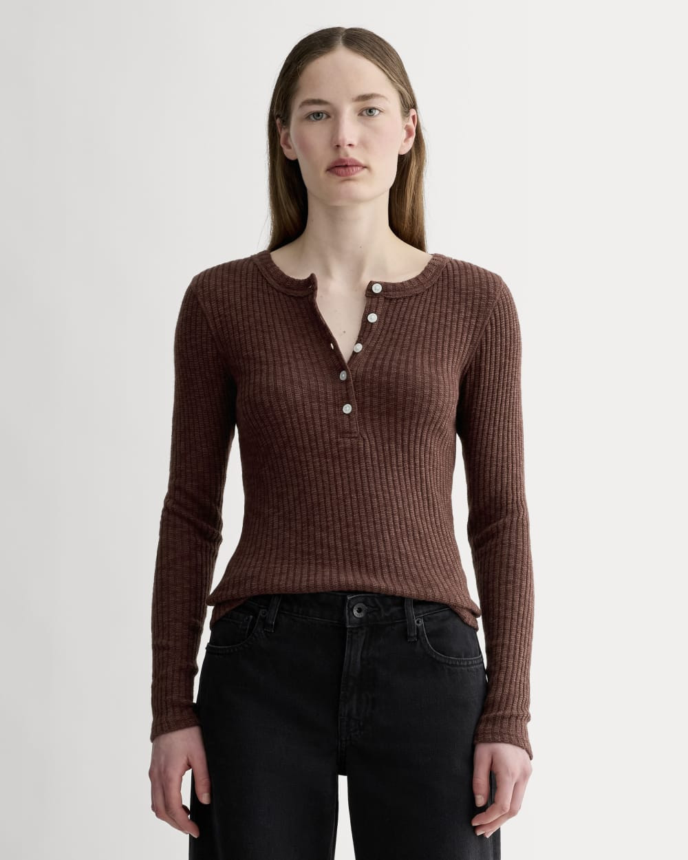 Cozy Rib Henley in Dark Mahogany, Cotton | Everlane