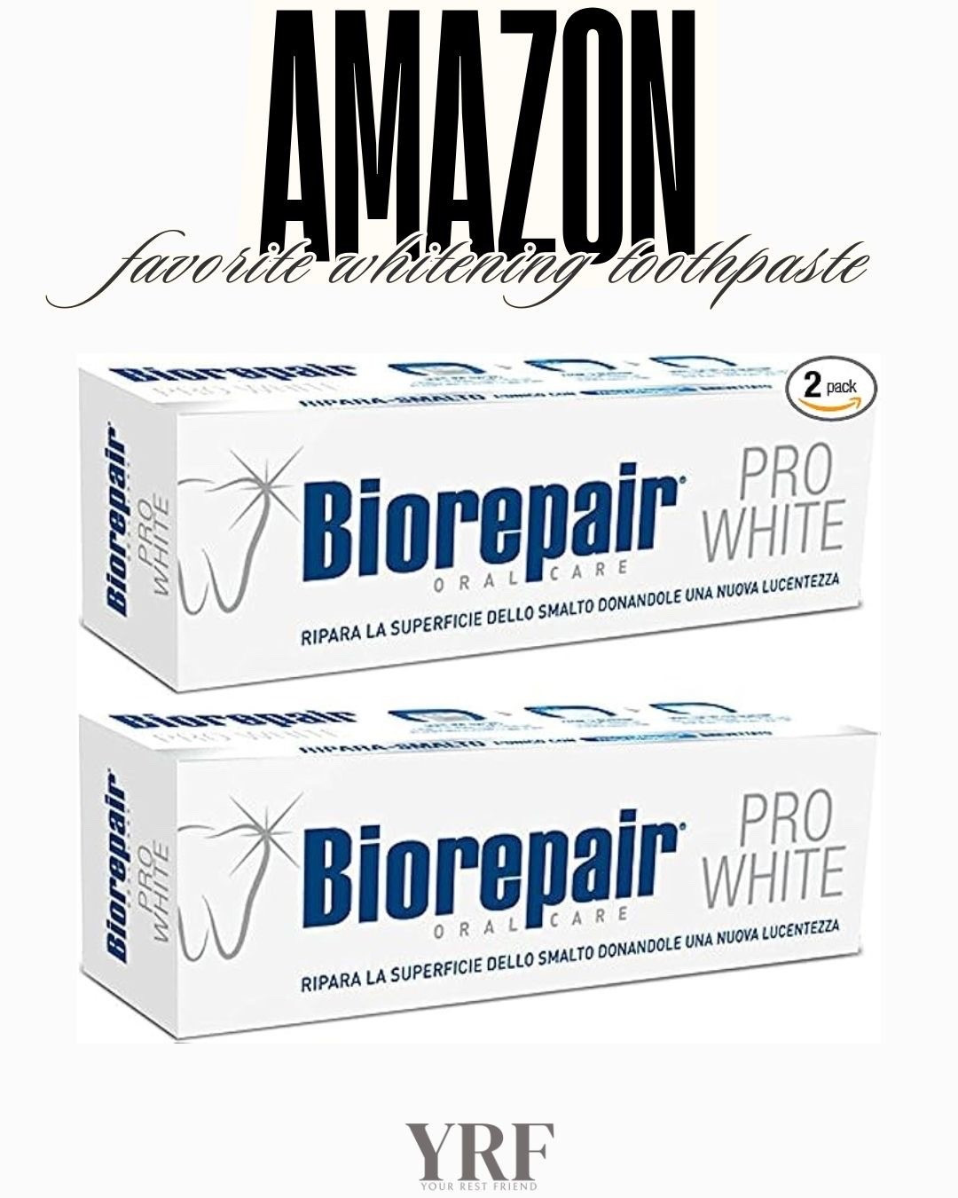My favorite whitening toothpaste. Biorepair helps strengthen enamel while gently whitening, making it a great everyday option for healthier-looking teeth.

#Biorepair #WhiteningToothpaste #OralCareEssentials #LTKFinds #LTKWellness #HealthySmile #DentalCare #AmazonFinds #EverydayEssentials #SelfCareBasics


#LTKBeauty #LTKselfcare #LTKmorningroutine