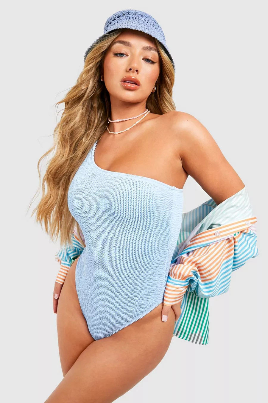 Premium Crinkle One Shoulder Swimsuit | Boohoo.com (UK & IE)
