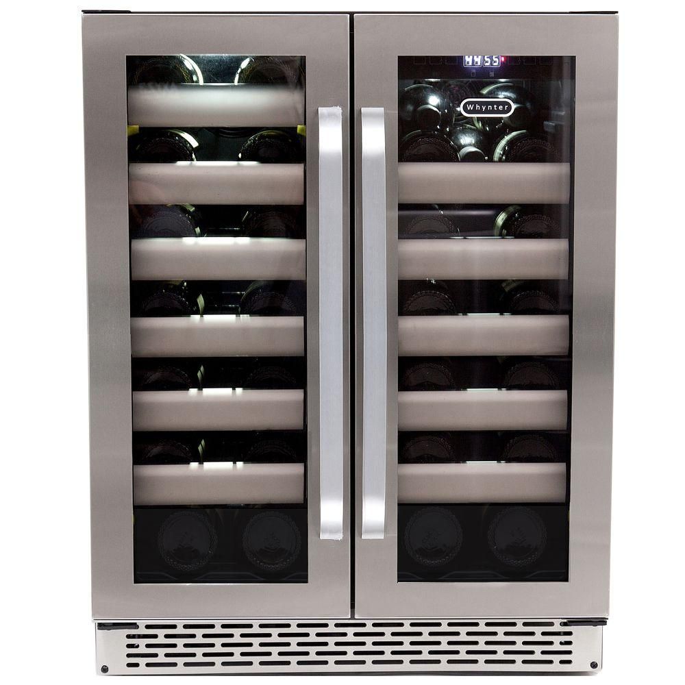 Whynter Elite 40-Bottle Seamless Stainless Steel Door Dual Zone Built-In Wine Refrigerator-BWR-40... | The Home Depot