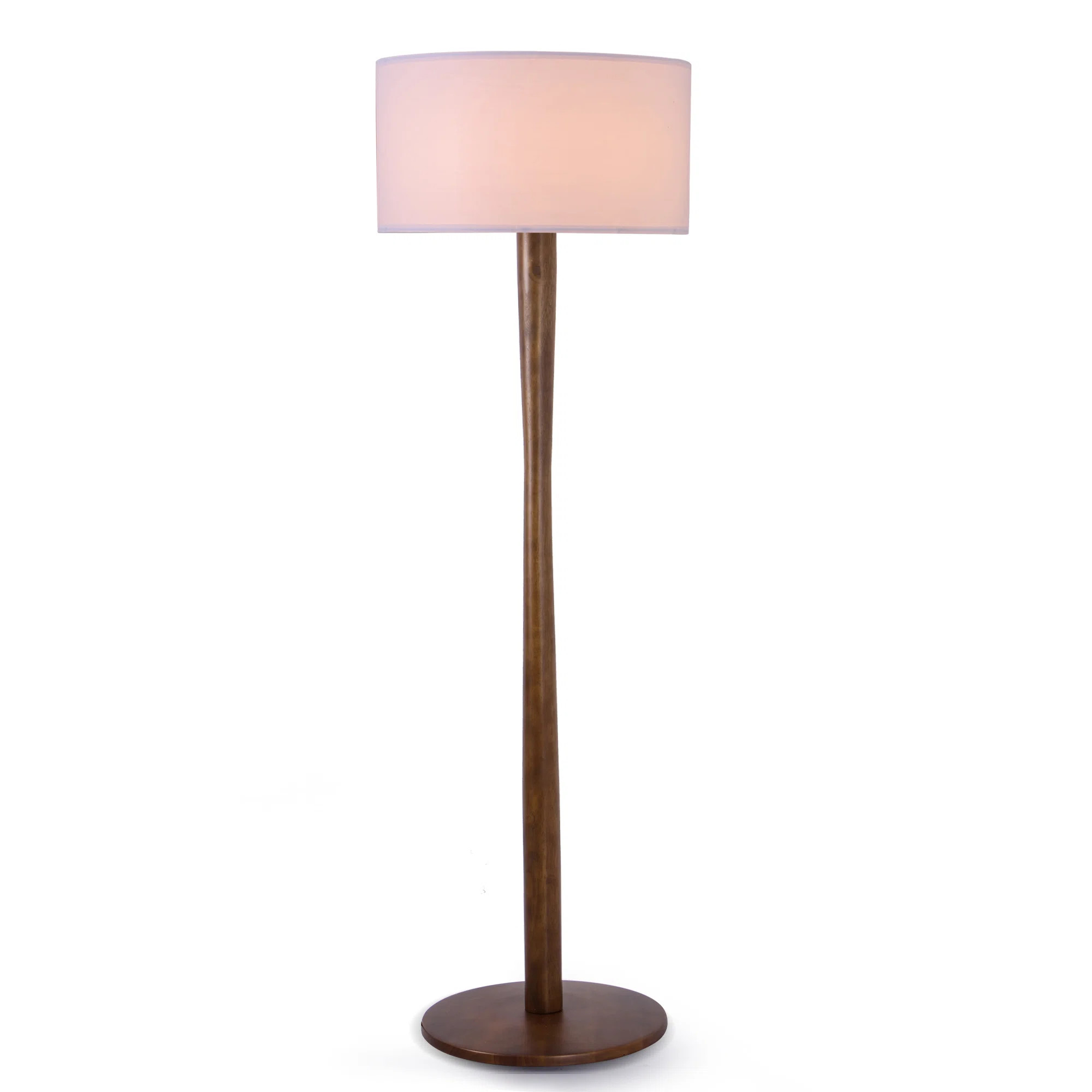 Latitude Run® 61 in. Traditional Walnut Solid Wood Floor Lamp with Linen Drum Shade for Living R... | Wayfair North America