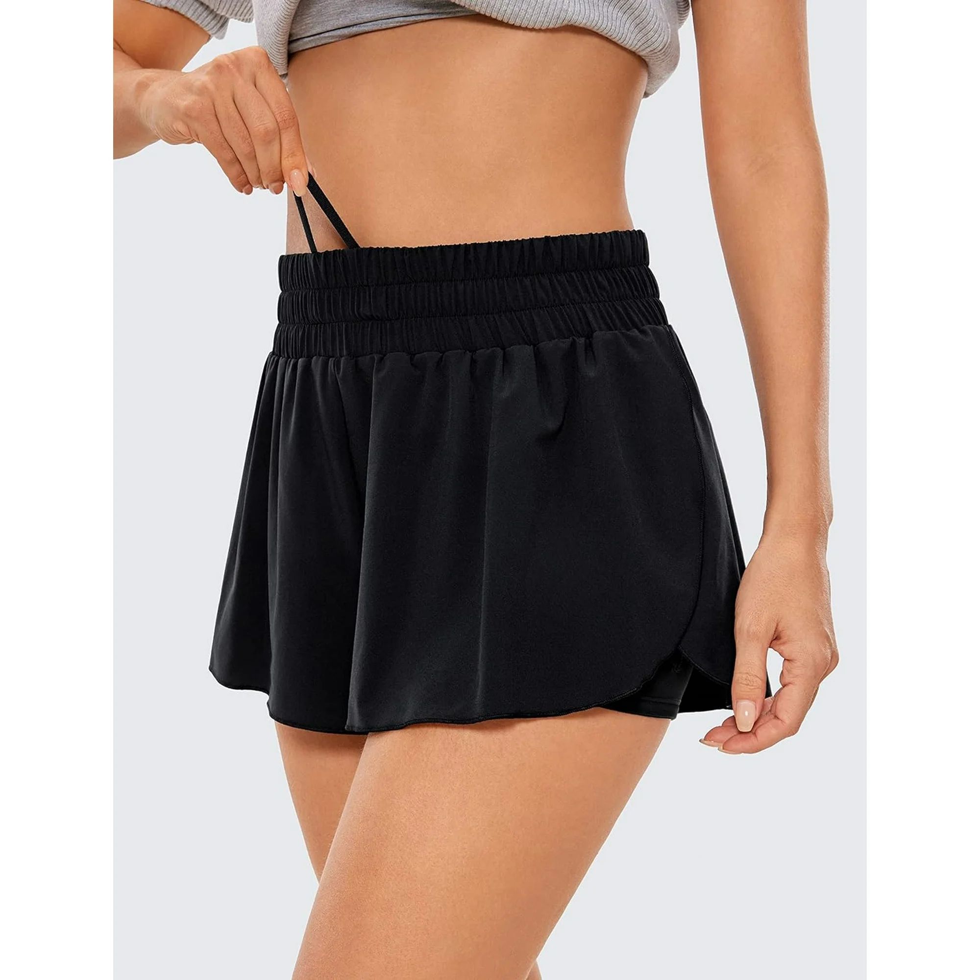 CRZ YOGA 2 in 1 Flowy Running Shorts for Women High Waisted Quick Dry Athletic Gym Lounge Workout... | Walmart (US)