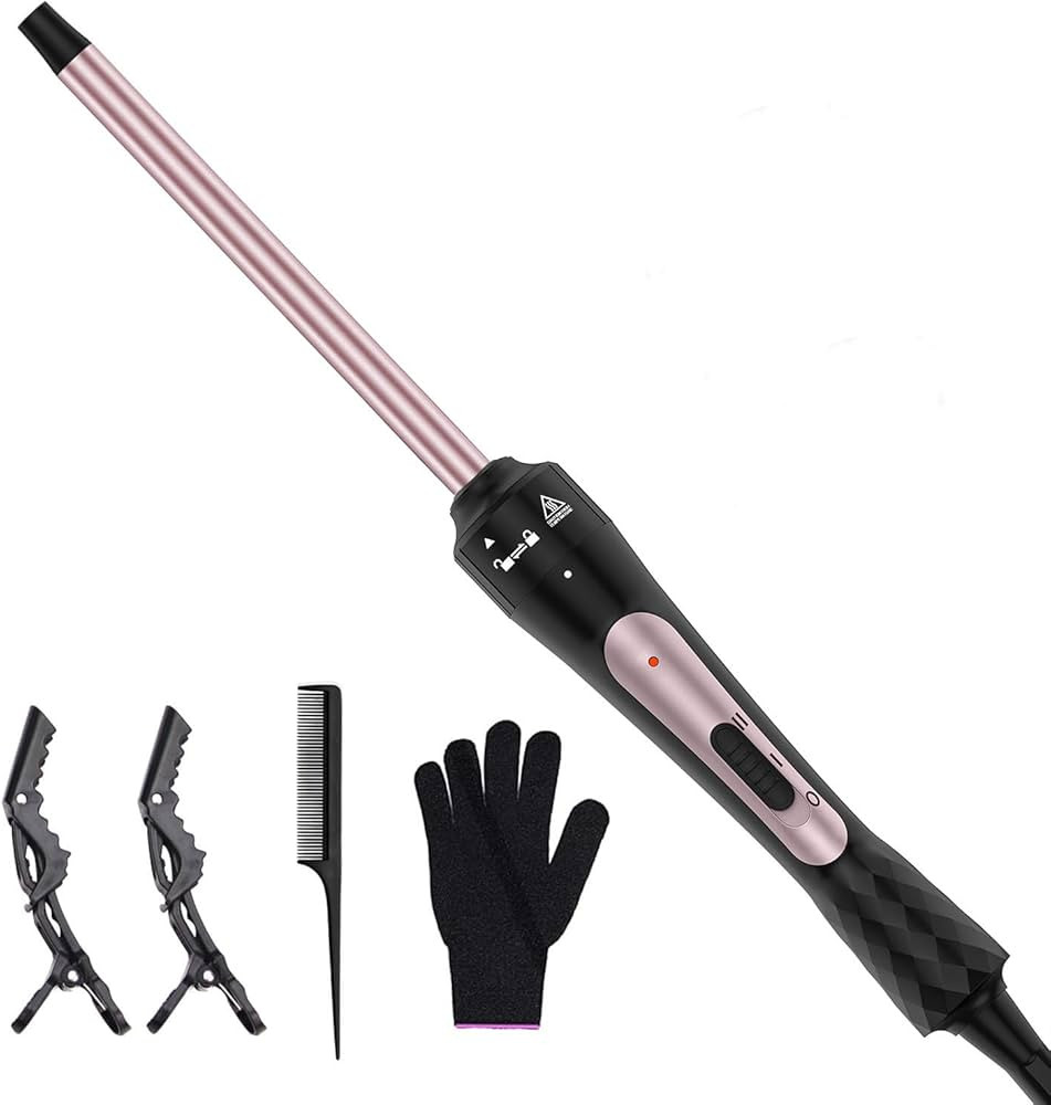 3/8 Inch Curling Iron, Small Curling Wand for Short & Long Hair, Ceramic Wand Curling Iron with 2... | Amazon (US)