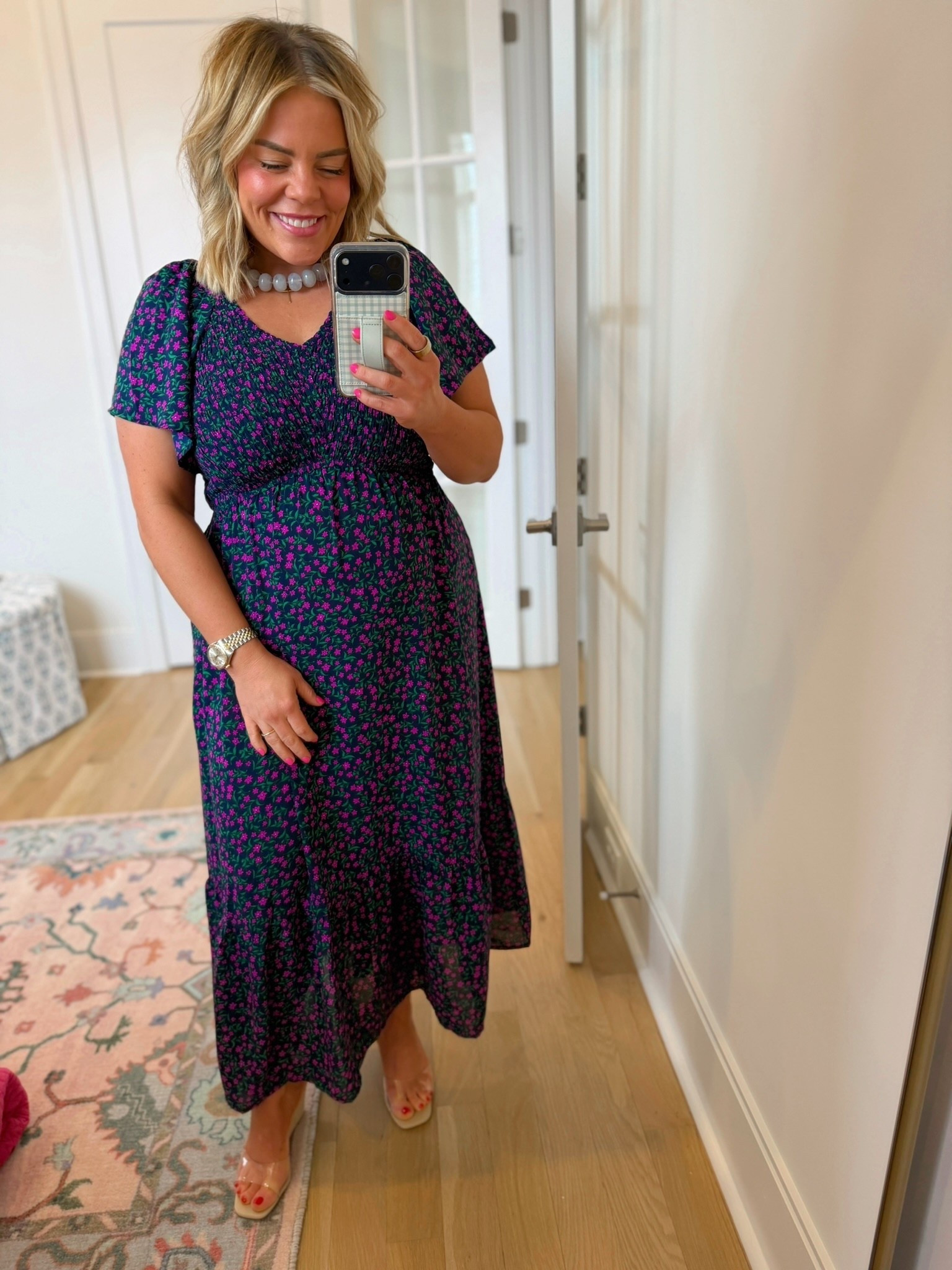 floral midi dress, spring fashion, spring dress, trendy outfit, preppy chic style, floral look, short sleeve midi dress 

#LTKootd #LTKSeasonal