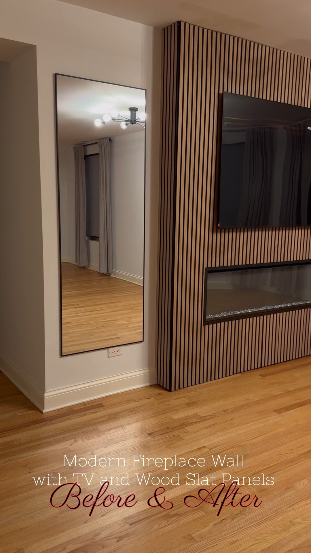 This feature wall completely transformed the space 😮‍🔥

I wanted my client to have something modern, clean, and elevated and this slat panel fireplace wall did exactly that. The combination of texture, warmth, and a sleek built in look makes this the focal point of the entire room.

If you’re looking to upgrade your living room, this is one of those design details that makes everything feel more custom.

Shop similar pieces and details in my LTK 

#LTKHome