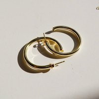 Gold Medium Hollow Hoop Earring/ Hoop, Earring, Dainty, Modern, Minimal, Christmas, Birthday Gift, Valentines | Etsy (US)