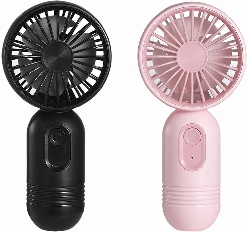 Mini Portable Fan 2 Pack, Cute Handheld Fan Battery Operated Lightweight Small Personal Fan with 3 Speeds and USB Rechargeable Eyelash Fan for Stylish Girl Kids Women Men Office Outdoor Travel Camping | Amazon (US)