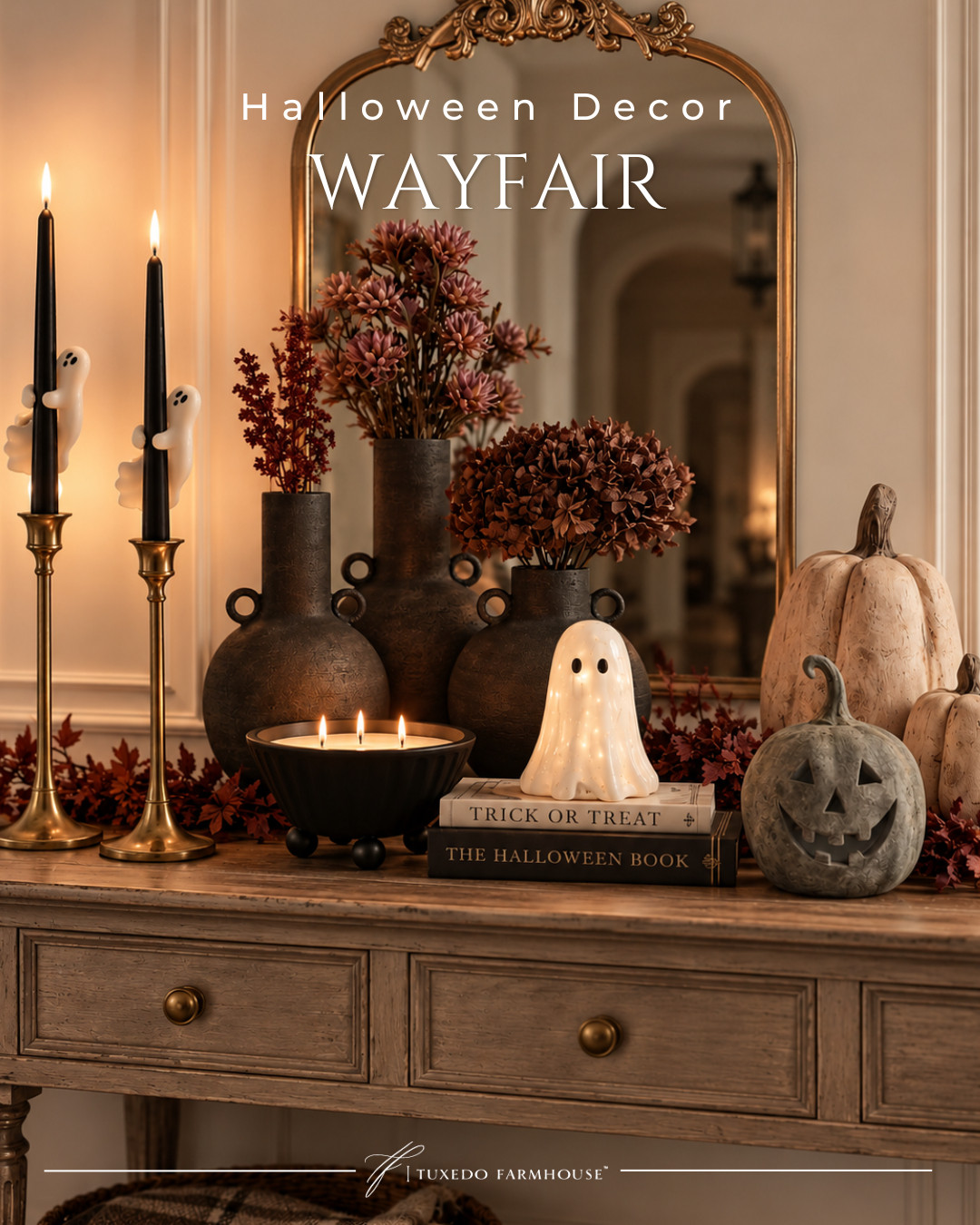 A little spooky, but make it pretty! 👻🕯️ Loving these Wayfair Halloween finds for adding just the right amount of seasonal charm. Moody black accents, warm brass, pretty fall florals and the sweetest little ghosts and pumpkins make Halloween decorating feel cozy and elevated.

#LTKHome #LTKSeasonal #LTKStyleTip #WayfairFinds #HalloweenDecor #FallDecor #HalloweenHome #CozyHome 

 #LTKSeasonal #LTKHome #LTKSaleAlert