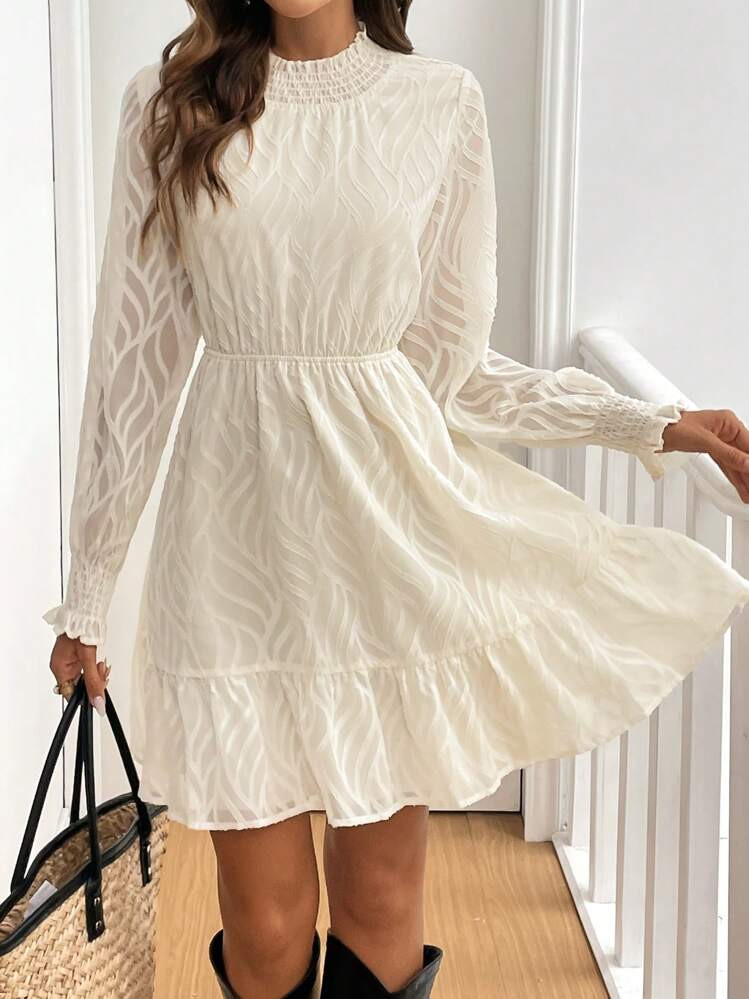 SHEIN Frenchy Women Autumn Ruffled Collar Long Sleeve Elegant Short Dress  Holiday,Thanksgiving,C... | SHEIN