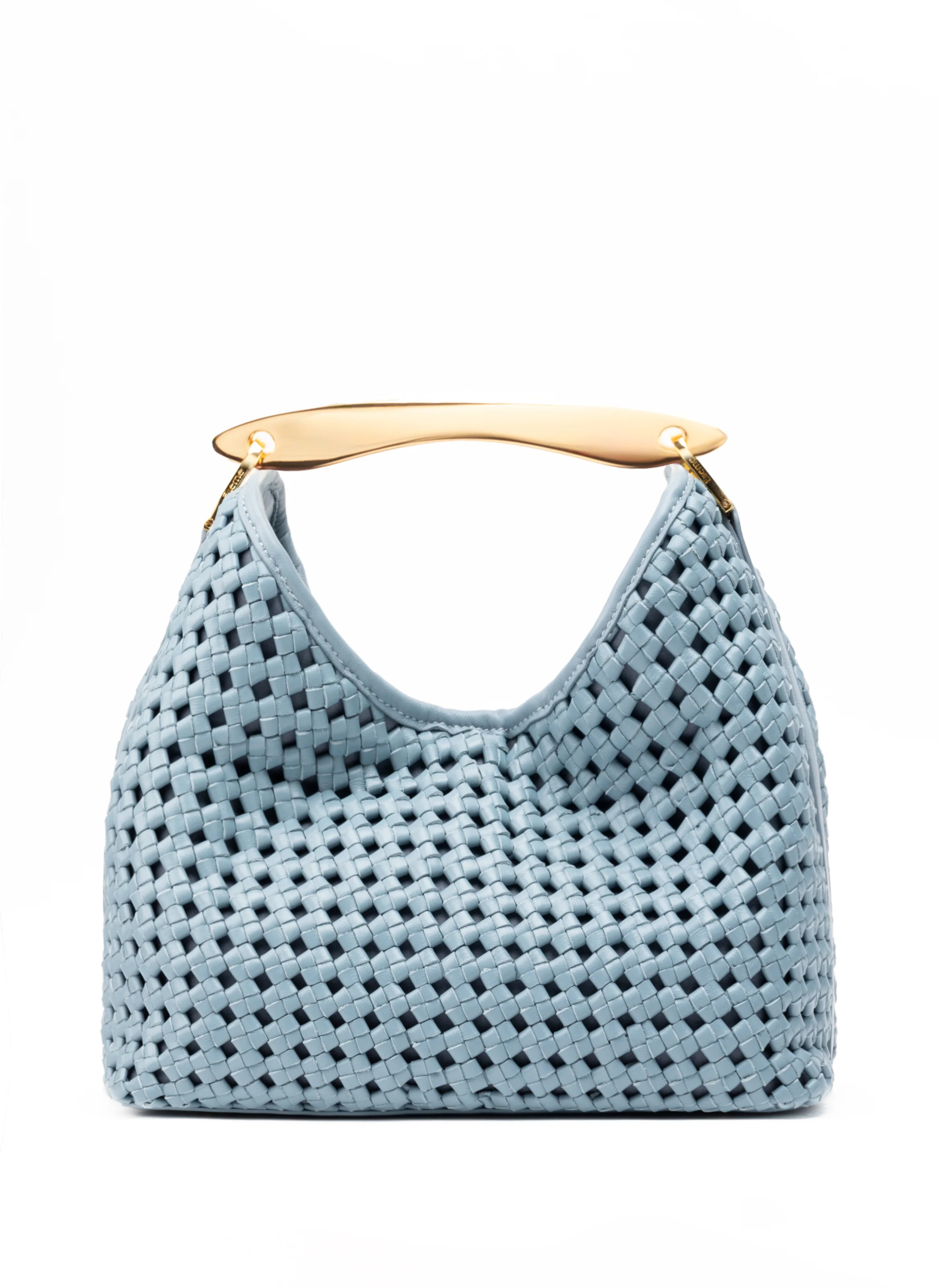 Boomerang Woven Leather Arctic Blue - Woven Leather Bags - Elleme | Elleme