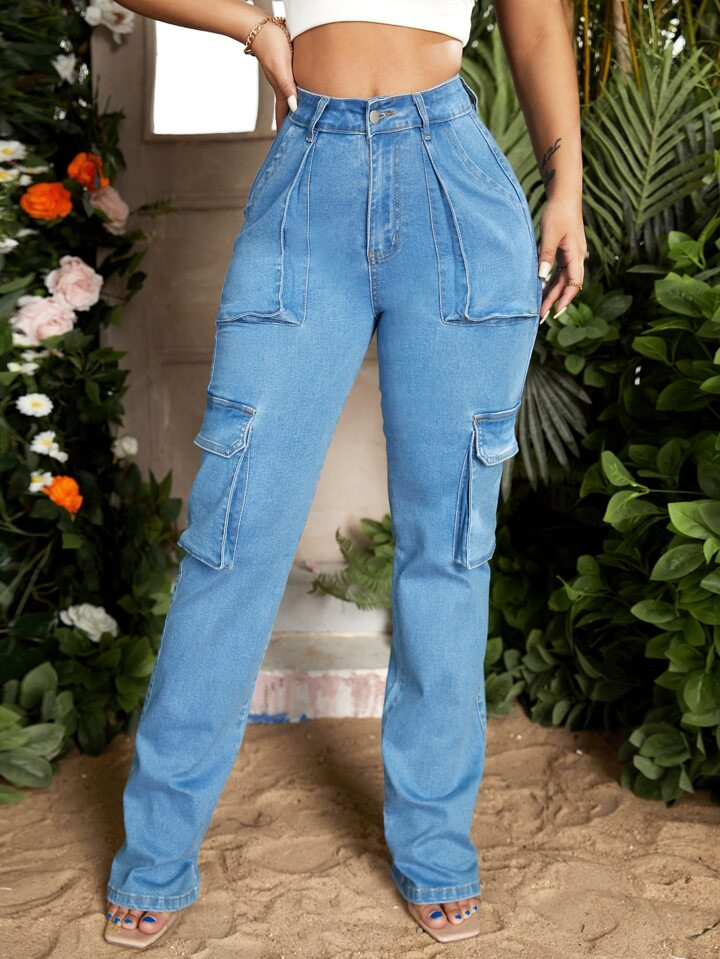 SHEIN SXY Flap Pocket Cargo Jeans | SHEIN