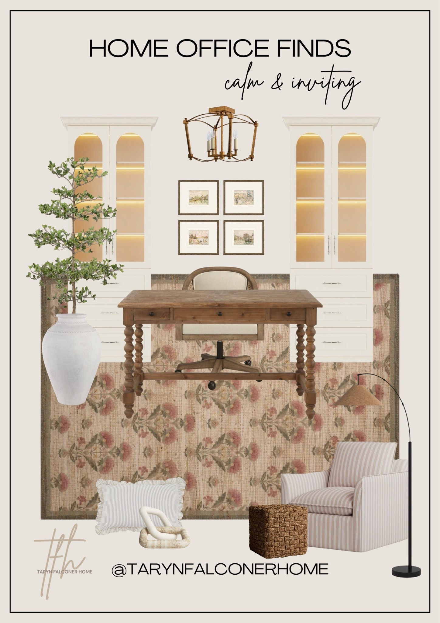 Home office finds that are calm & inviting!

#desk #office #fauxtree #officecabinet #arearug #accentchair #floorlamp #homeoffice

#LTKhome