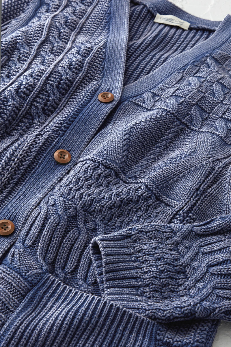 Vintage-Wash Cable Knit Cardigan | Coldwater Creek