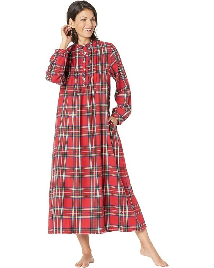 L.L.Bean Scotch Plaid Flannel Nightgown Pin Tuck | Zappos
