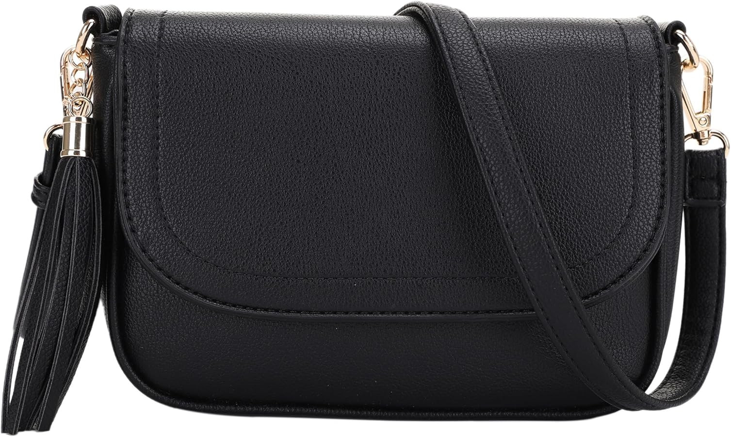 EVVE Small Crossbody Bags for Women Trendy Flap Saddle Purses with Tassel Vegan leather Shoulder ... | Amazon (US)