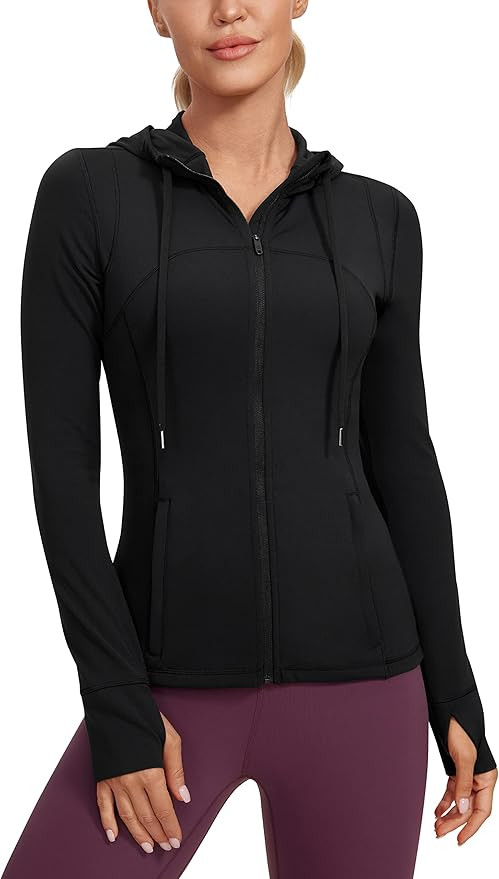CRZ YOGA Butterluxe Womens Hooded Workout Jacket - Zip Up Athletic Running Jacket with Back Mesh ... | Amazon (US)