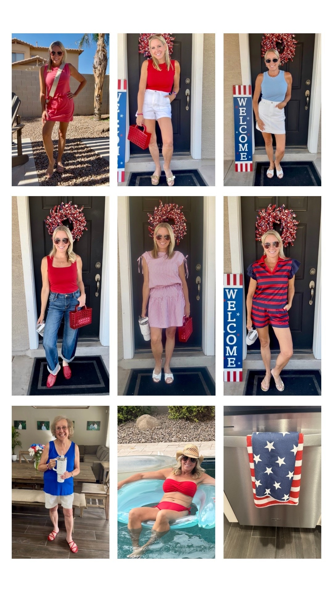 A week of patriotic 4th of July fits that will take you right into Labor Day weekend! 

Wearing my usual size S in all tops & bottoms, size 2 or 4 denim skirt & shorts, and 7 shoes. My mom is wearing a size M tank (fits TTS).