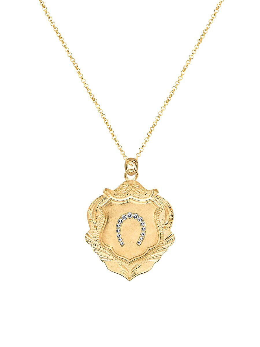 Gabi Rielle Women's Love In Bloom 14K Goldplated Sterling Silver Horseshoe & Pavé High-Quality Crystal Shield Necklace | Saks Fifth Avenue OFF 5TH