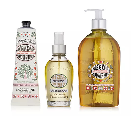 L'Occitane 3 Piece Almond & Flowers Body Collection - QVC UK | QVC UK
