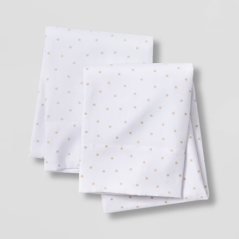 Set of 2 Micro Dot Pillowcases Beige - Pillowfort | Target